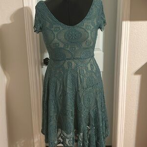 Joyfolie Teal Lace Dress
